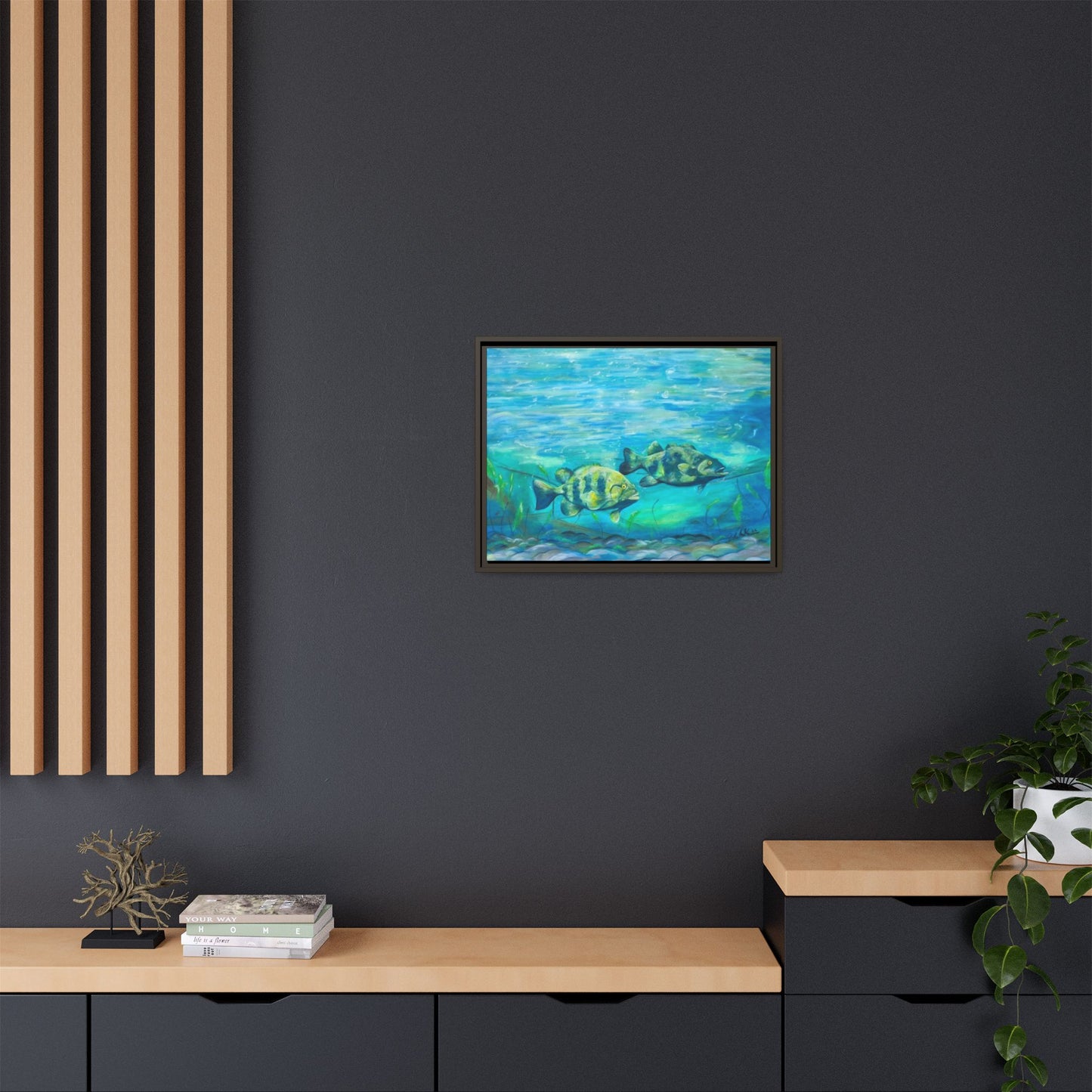 Framed Matte Canvas - Underwater Fish Scene