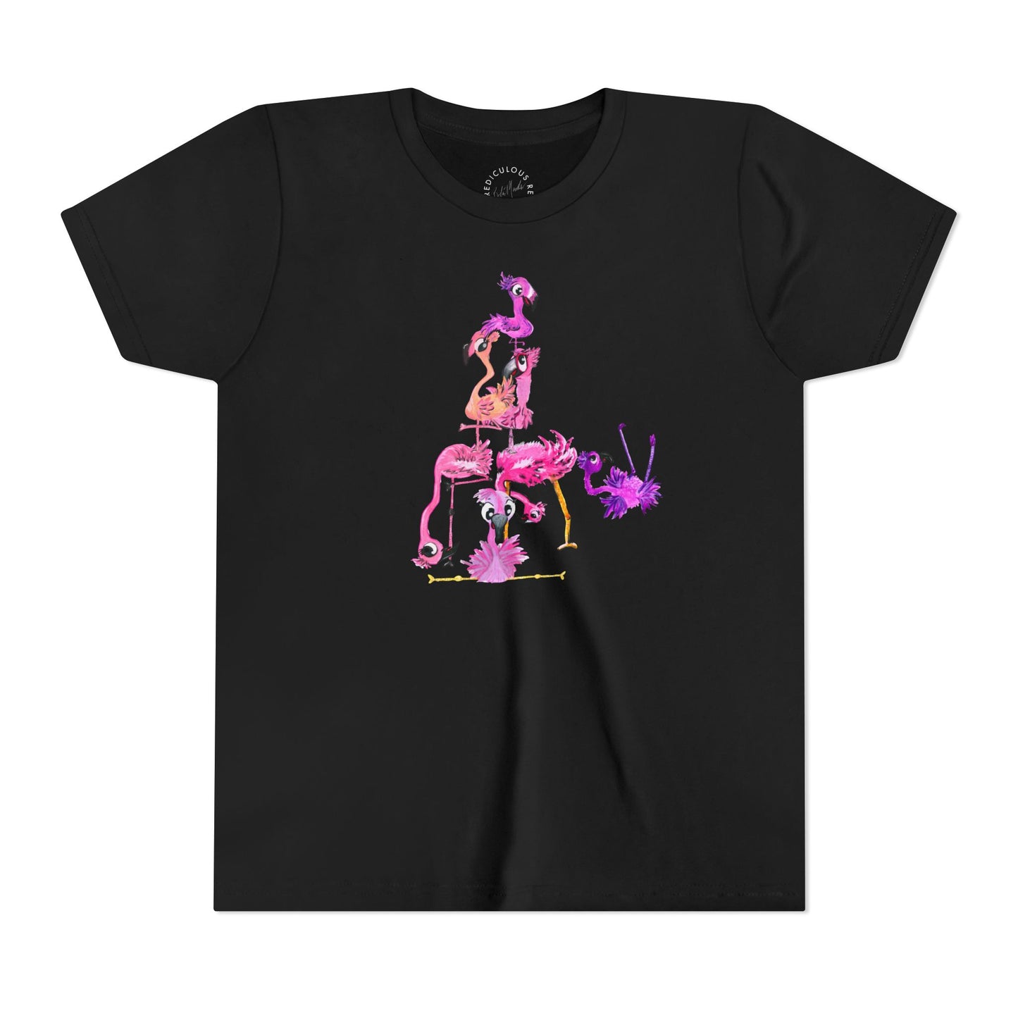 Youth Tee — Watercolor Pink Flamingo Stack Kids T-Shirt