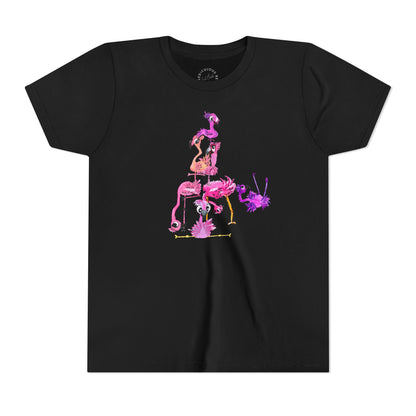 Youth Tee — Watercolor Pink Flamingo Stack Kids T-Shirt