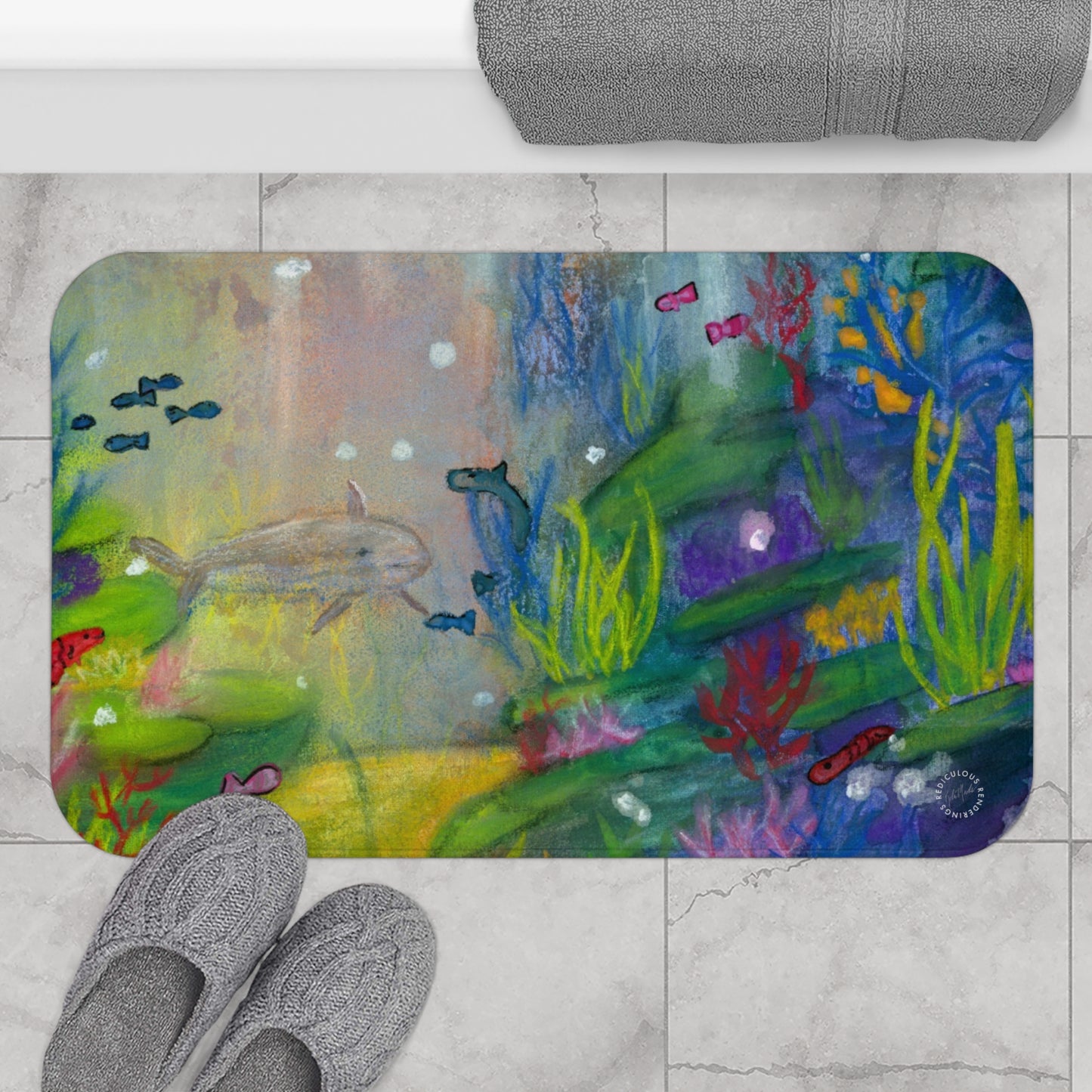 Coral Reef Bath Mat  Anti-Slip, 100% Microfiber Rug- Home & Bathroom Supplies