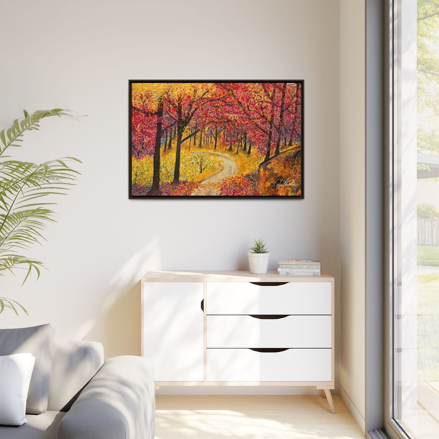 Vibrant Fall Forest Framed Wall Art