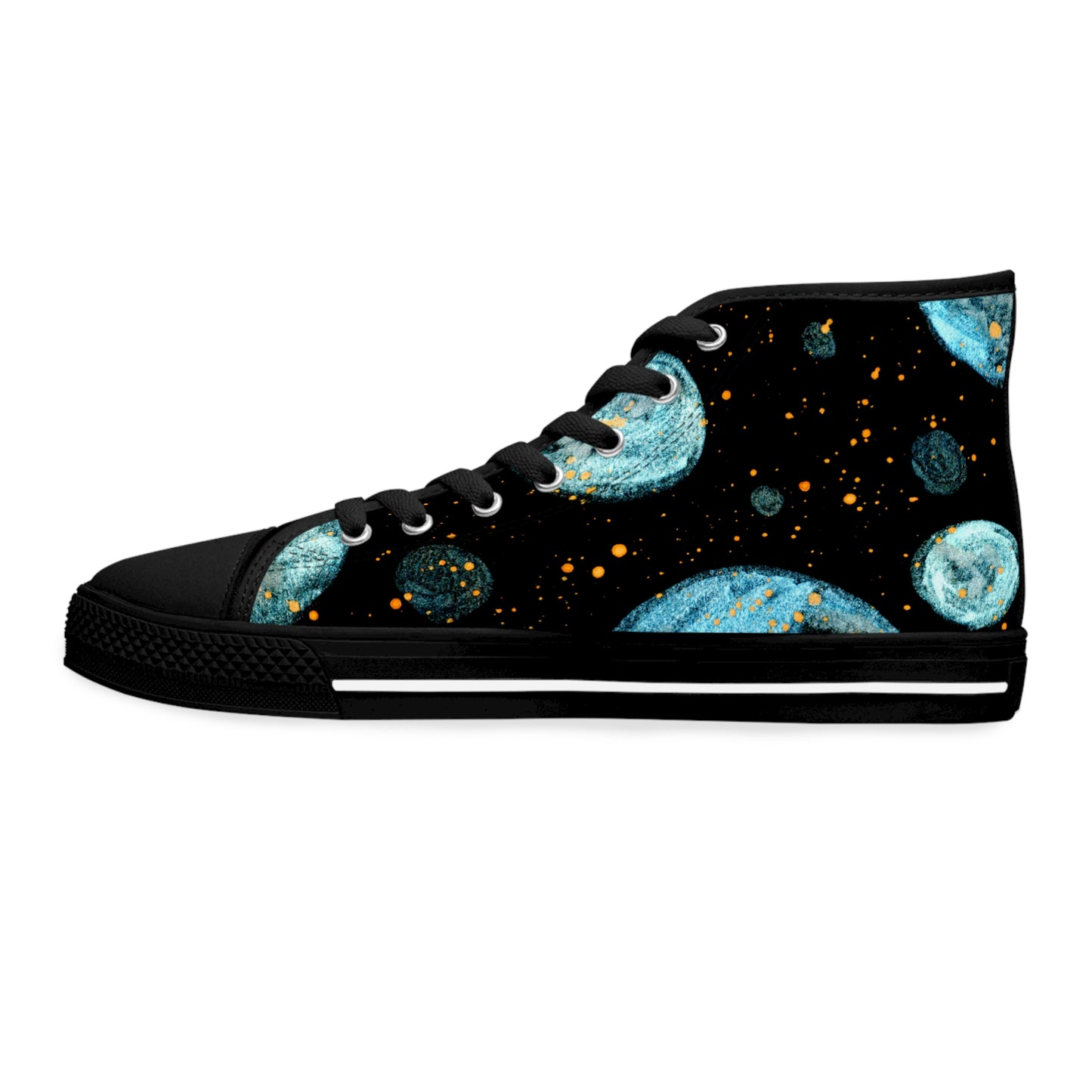 Little Blue Planets Galaxy Unisex Classic High Top Sneakers Closed Toe Casual Walking Fashion Shoes