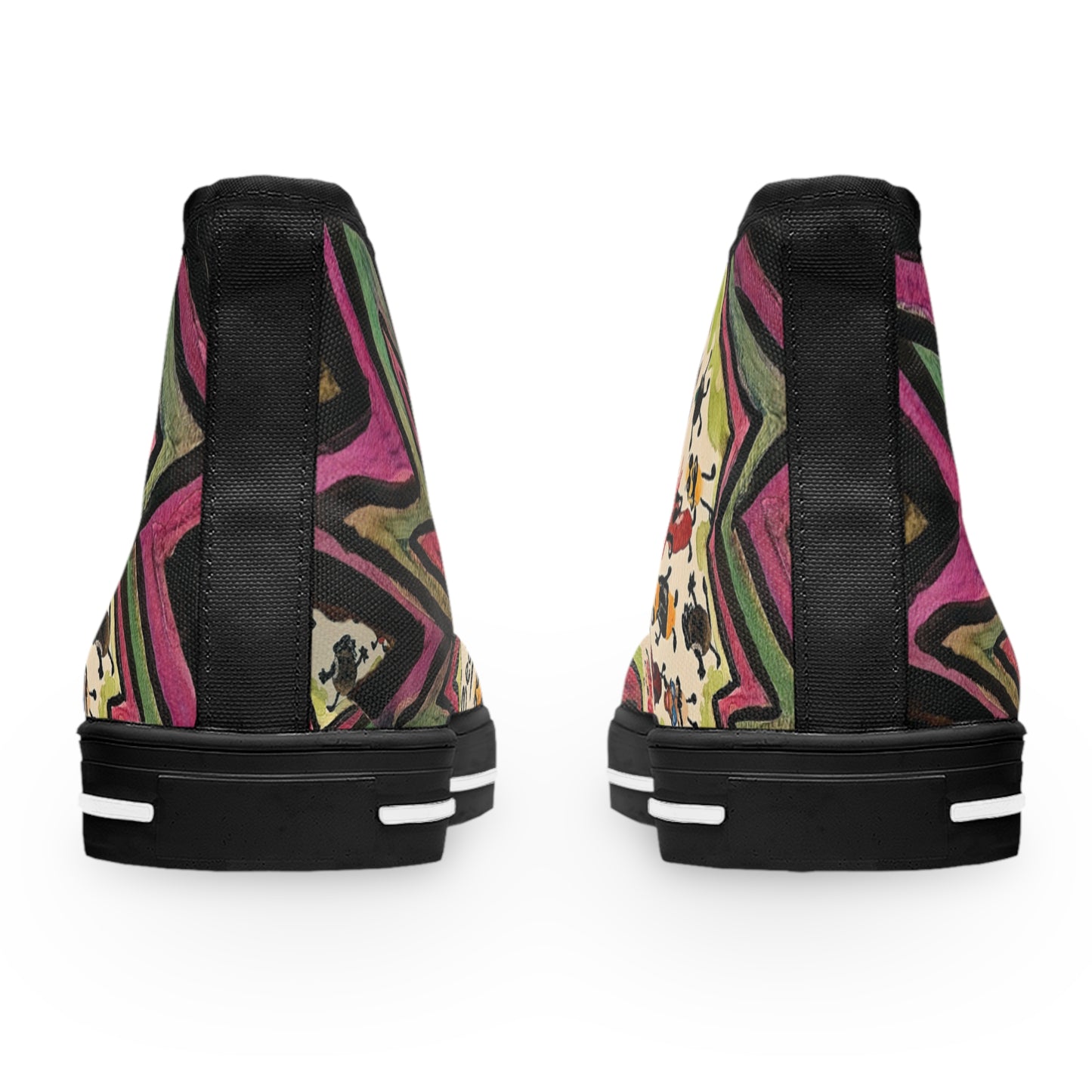 Women's High Top Sneakers — Colorful Retro Cool Beans Pattern Casual Shoes