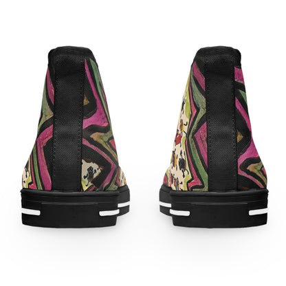 Women's High Top Sneakers — Colorful Retro Cool Beans Pattern Casual Shoes