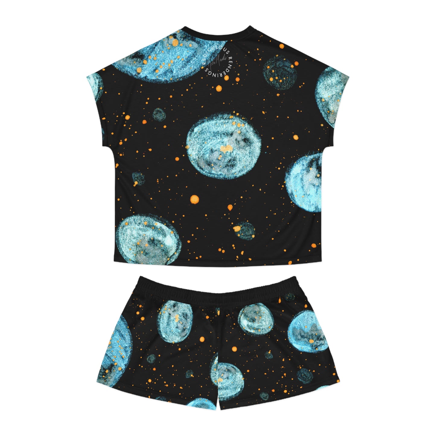 Little Blue Planets Galaxy Women's Short Pajama Set (AOP)