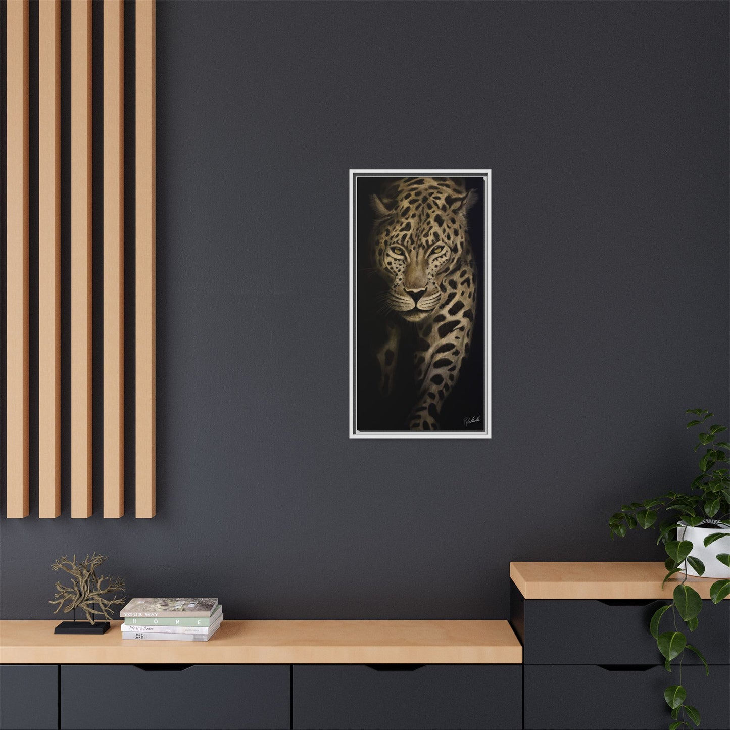 Leopard at Night Framed Wall Art