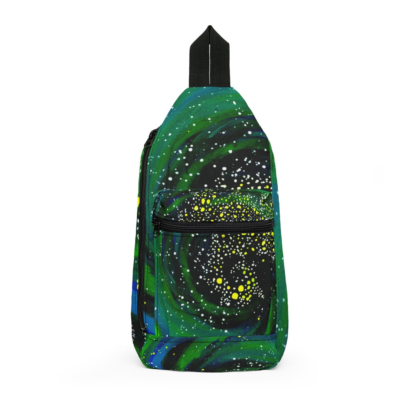 Galaxy Swirl Sling Bag — Green Nebula Crossbody Pack