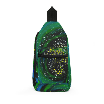 Galaxy Swirl Sling Bag — Green Nebula Crossbody Pack