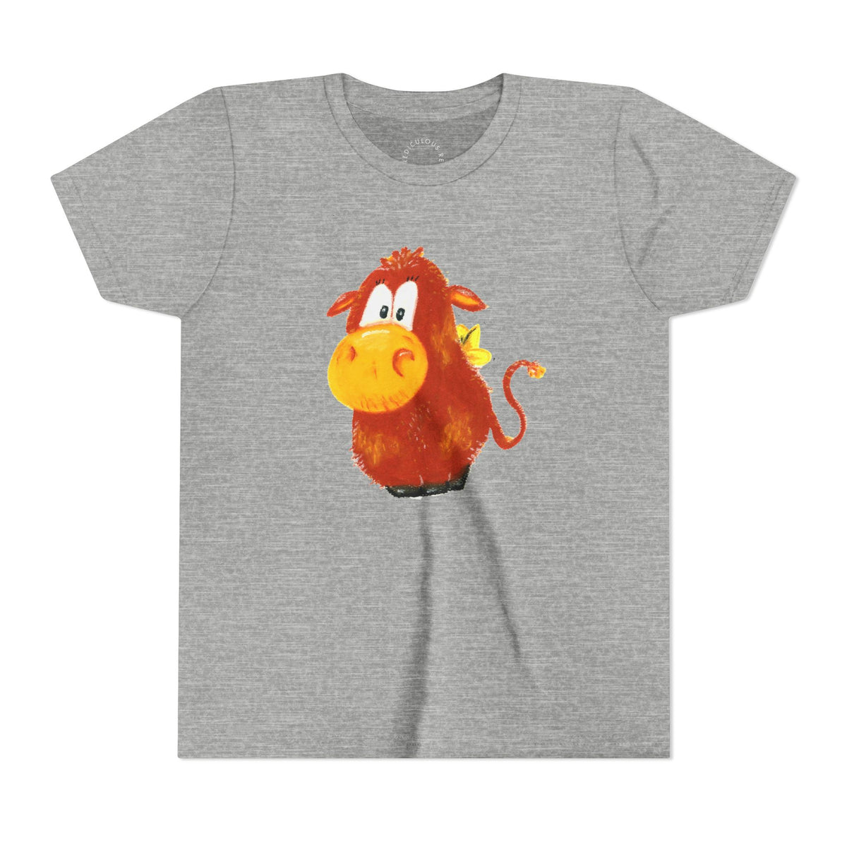 Cute Cartoon Cow Kids T-Shirt — Playful Red Cow Graphic Youth Tee