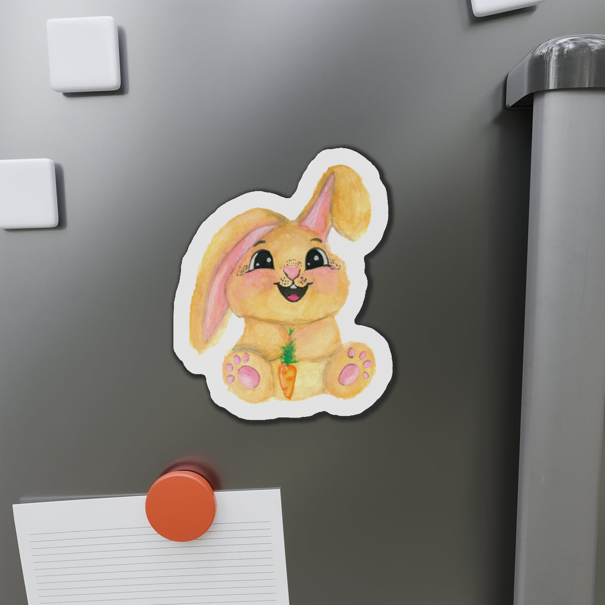 Bunny Die-Cut Magnets  Custom Shape, 5 Sizes, Vinyl Material for Outdoor Use, Flexible and Durable, Black Backing - Home Decor Refrigerator Magnets