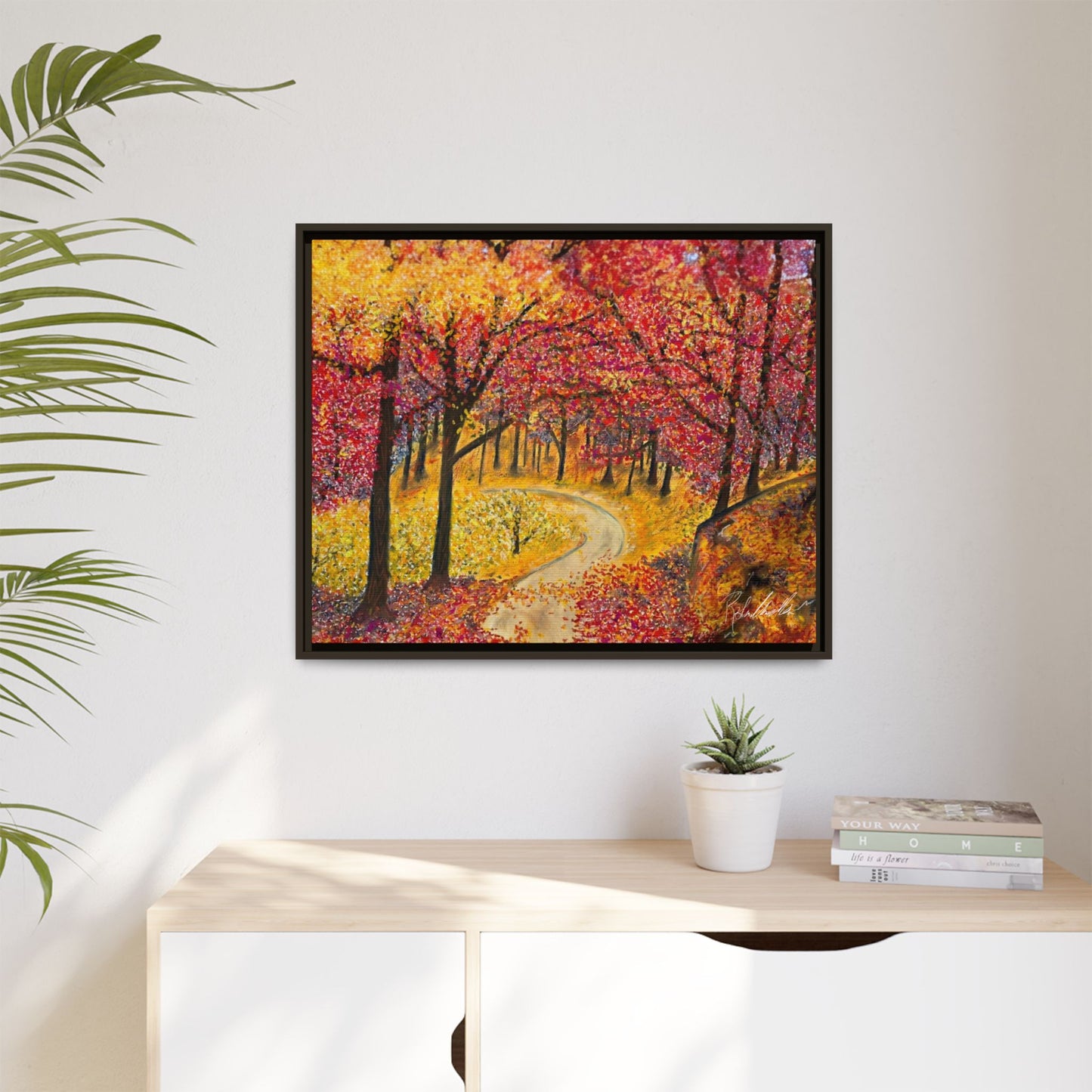 Vibrant Fall Forest Framed Wall Art