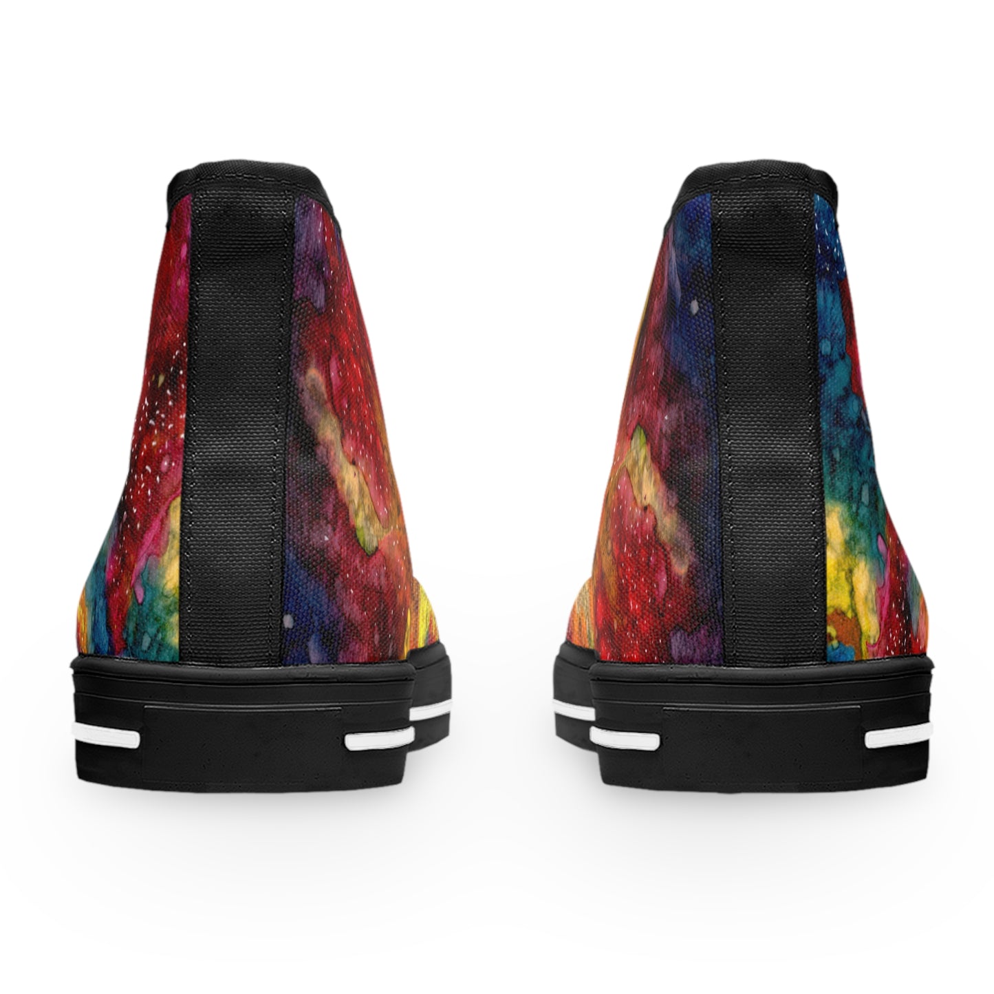 High Top Sneakers — Vibrant Abstract Paint Splash Women's Canvas Shoes