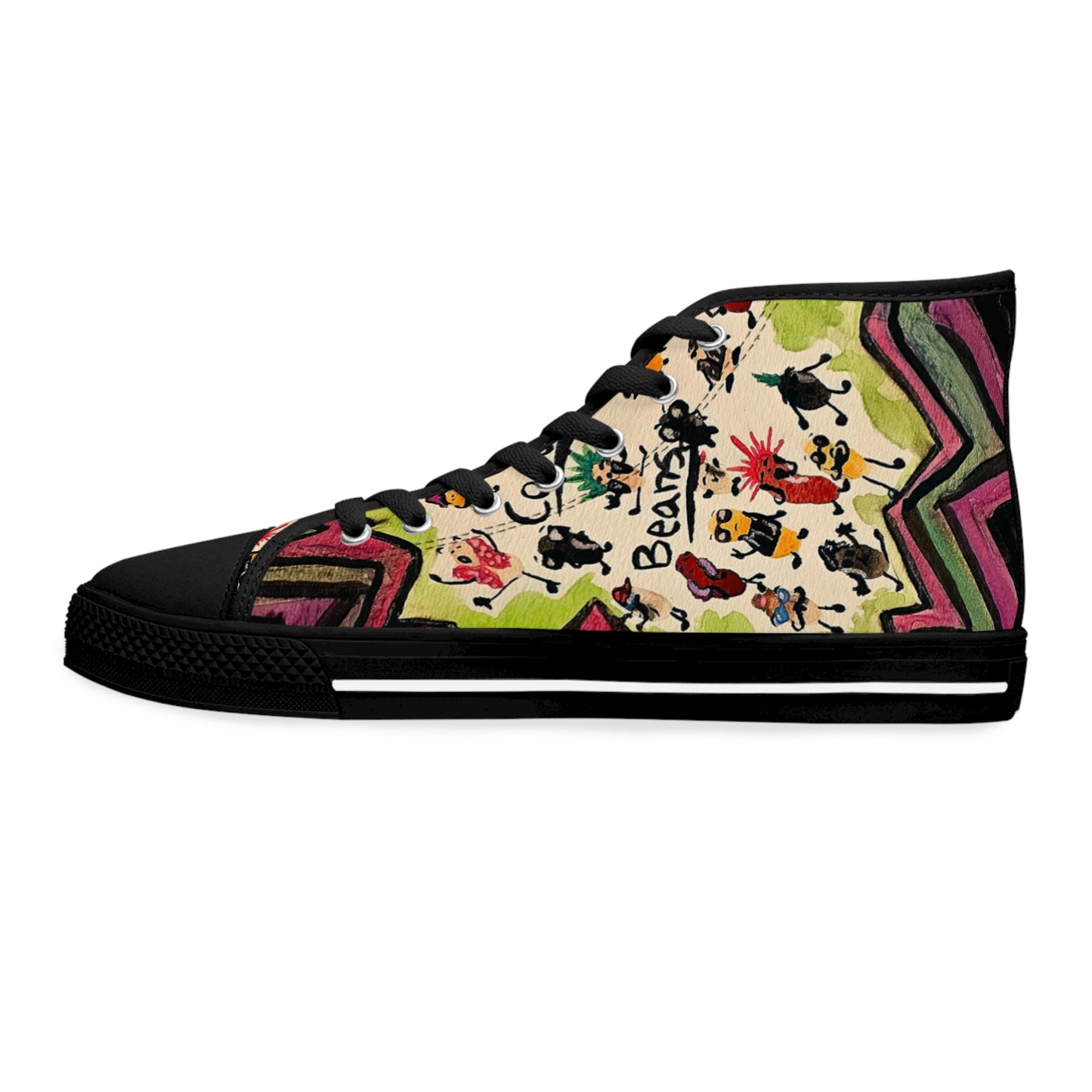 Women's High Top Sneakers — Colorful Retro Cool Beans Pattern Casual Shoes