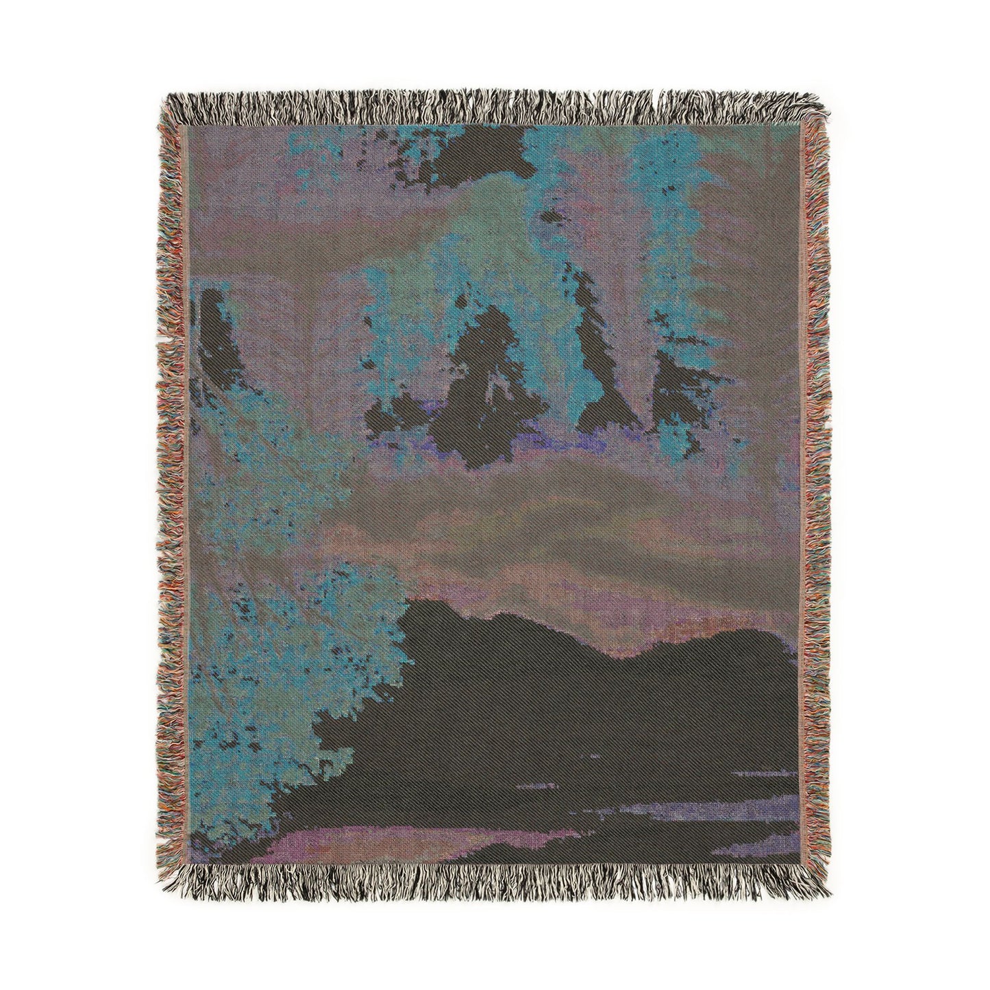 Autumn Landscape Woven Blanket — Scenic Fall Tapestry Throw