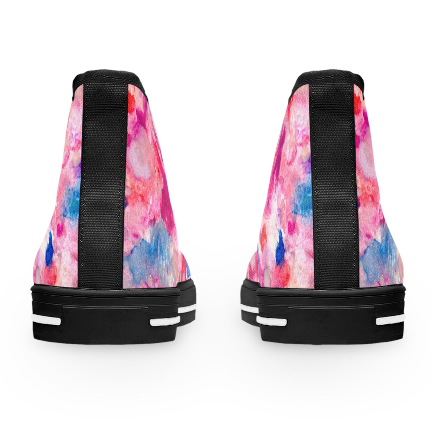 Women’s High Top Sneakers — Pink Blue Watercolor Tie-Dye Pattern