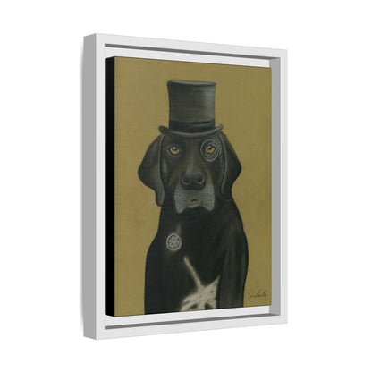 Black Lab Dog in Top Hat Framed Wall Art