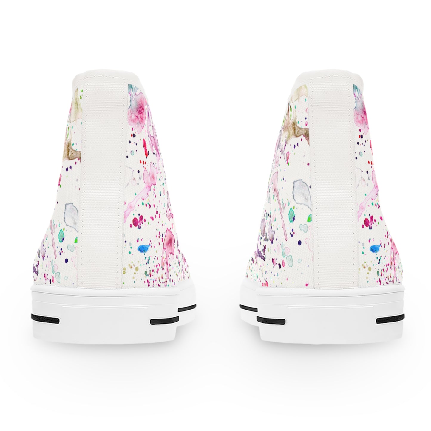 Women's High Top Sneakers — Pastel Watercolor Floral Splatter Pattern