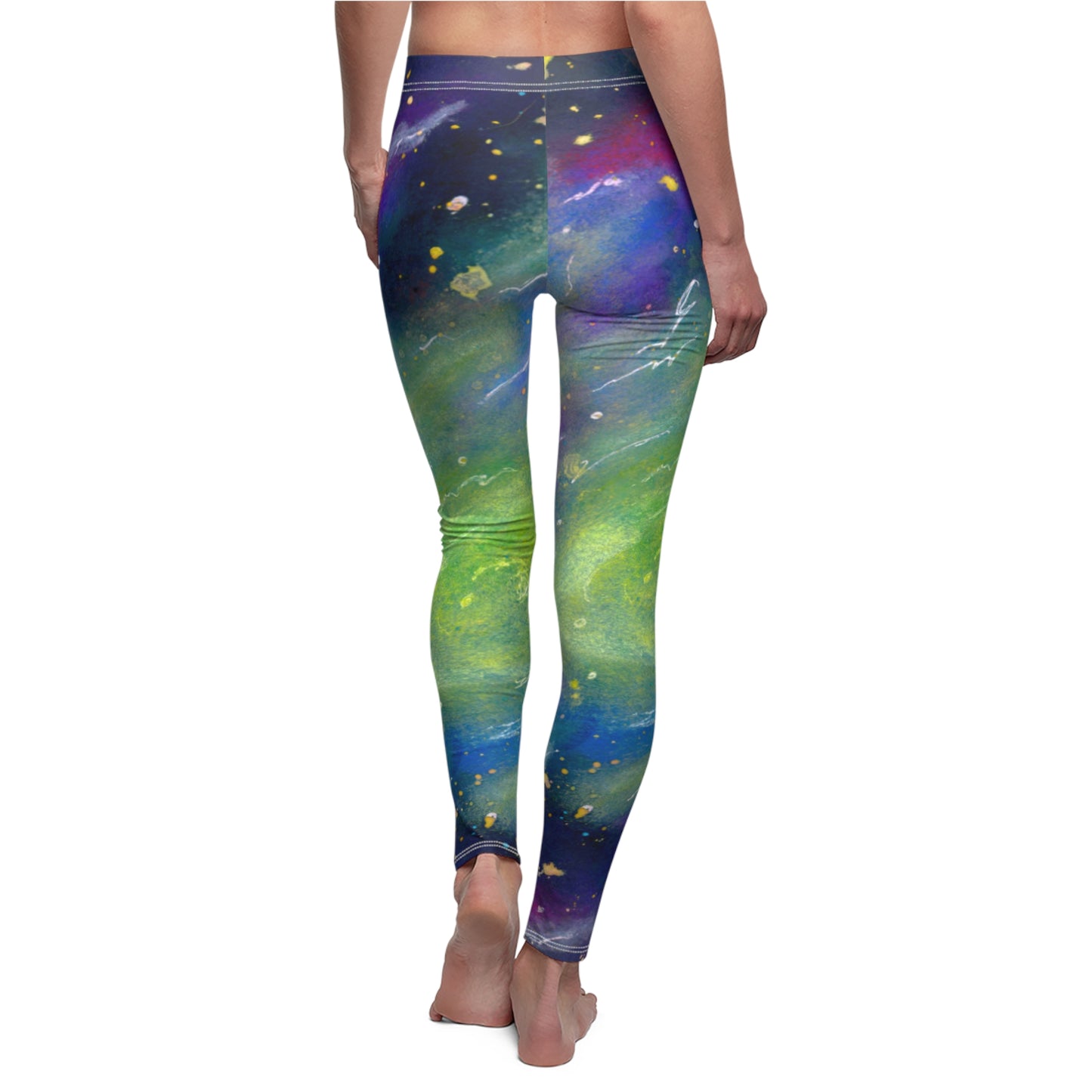 Rainbow Vortex Galaxy Women's Cut & Sew Casual Leggings (AOP)