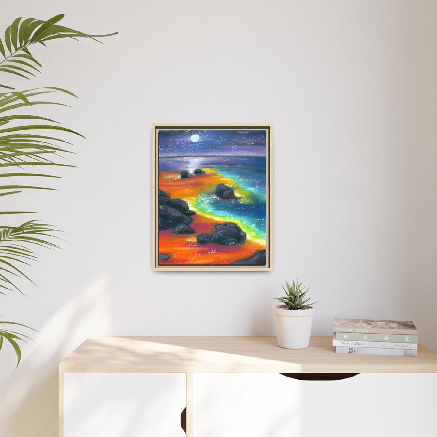 Beach at Night Frame Wall Art