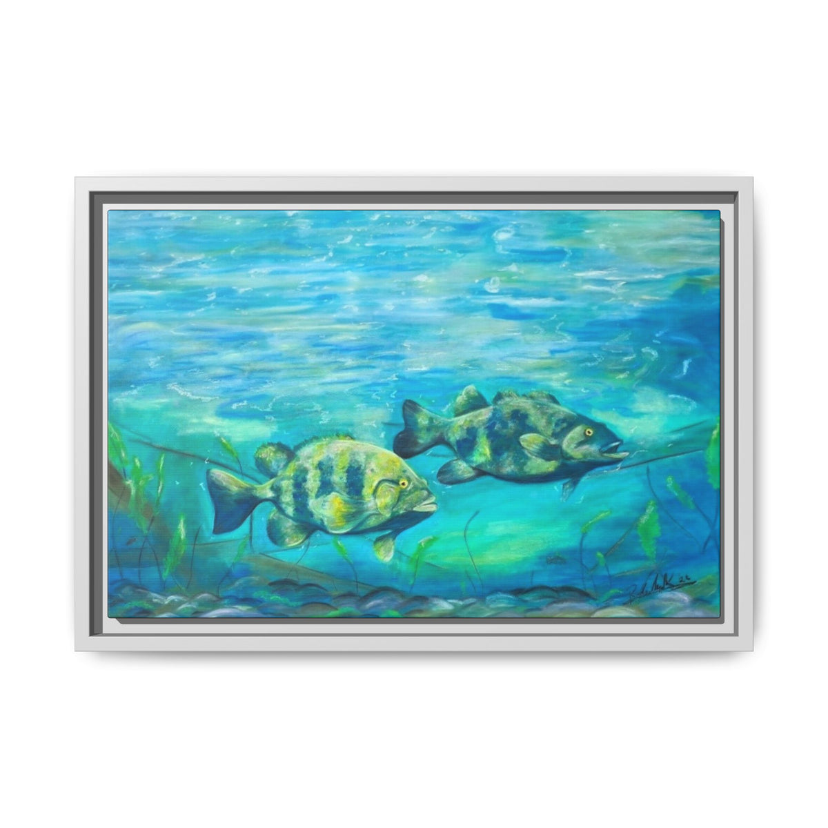 Framed Matte Canvas - Underwater Fish Scene