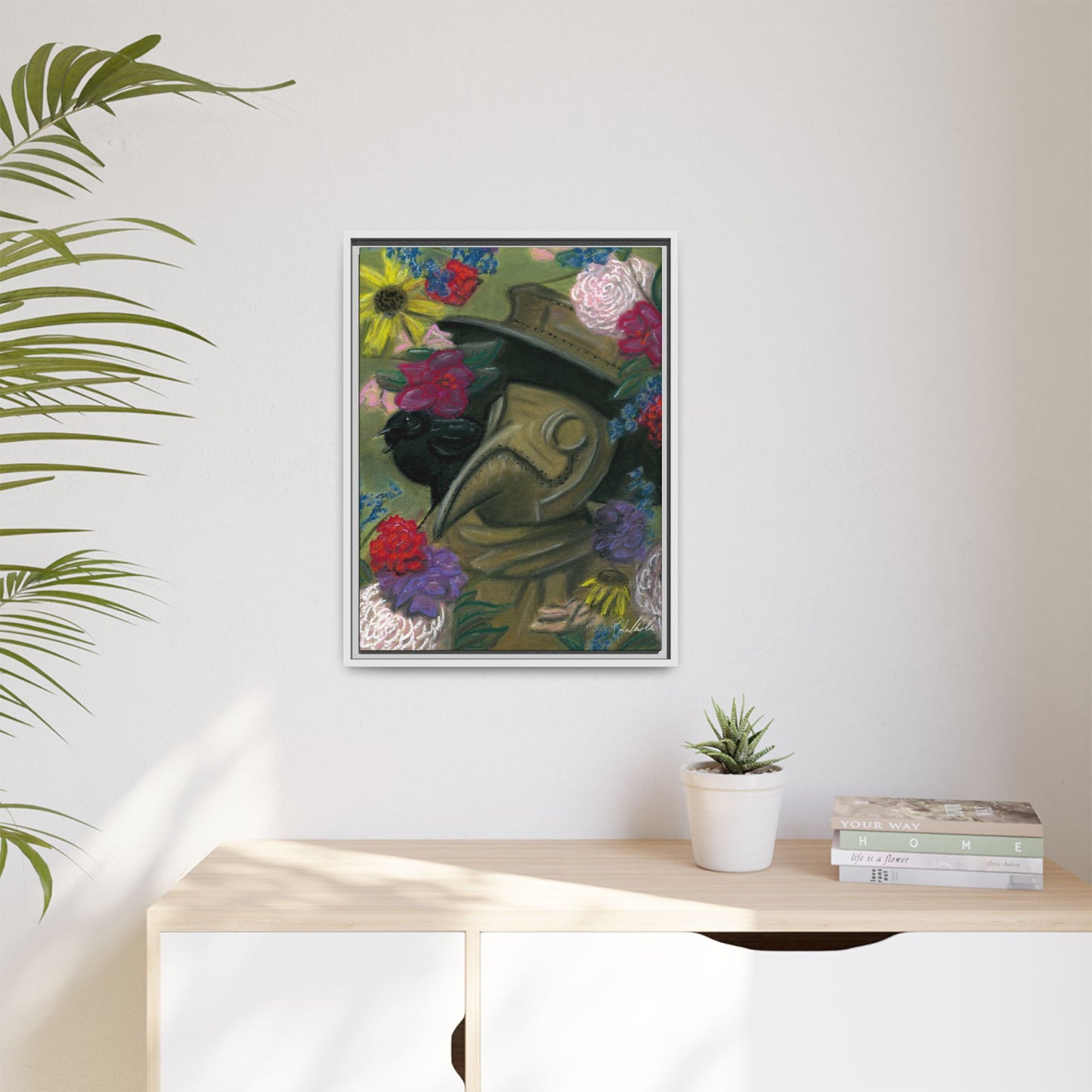 Plague Doctor and Raven Framed Wall Art