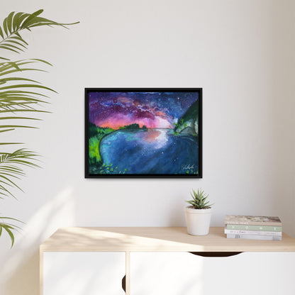 Watercolor Sunset Lake Framed Wall Art