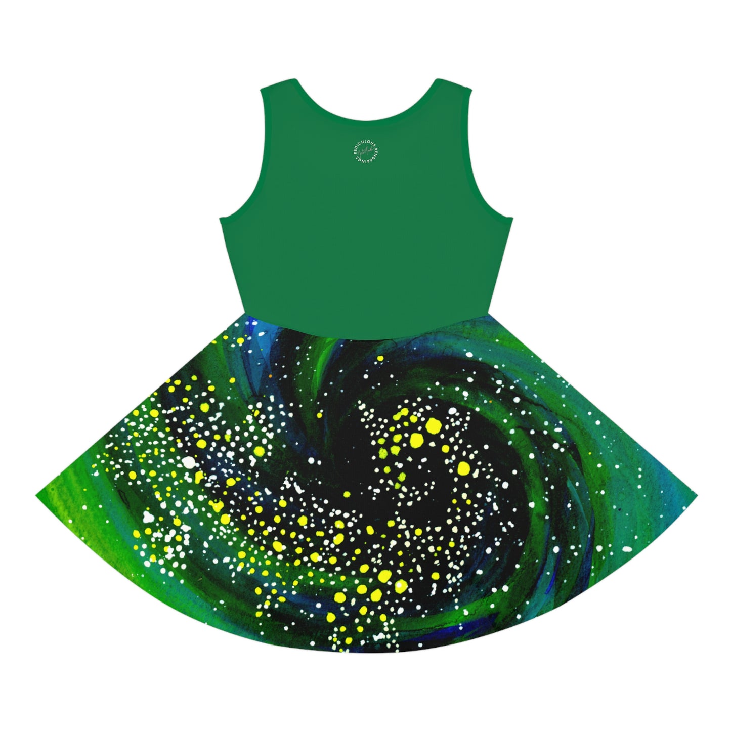 Green Top Spiral Galaxy Girls' Sleeveless Sundress (AOP)