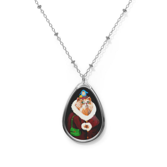 MS. Tabitha Cat Oval Necklace