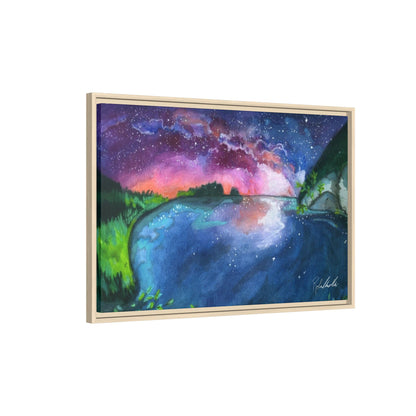 Watercolor Sunset Lake Framed Wall Art
