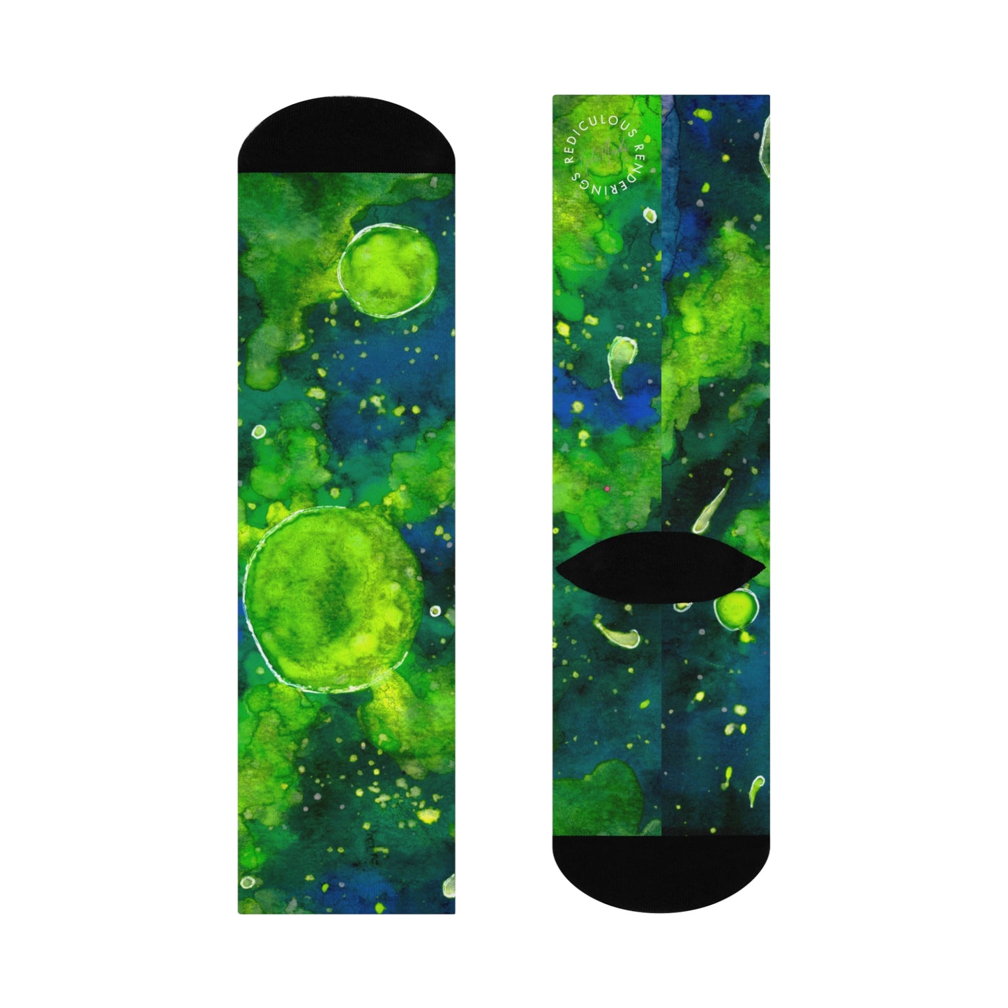 Green Galaxy Cushioned Crew Socks