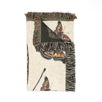 Butterfly Woven Blanket – Boho Tapestry Throw for Cozy Living, Neutral & Dark Reversible Design