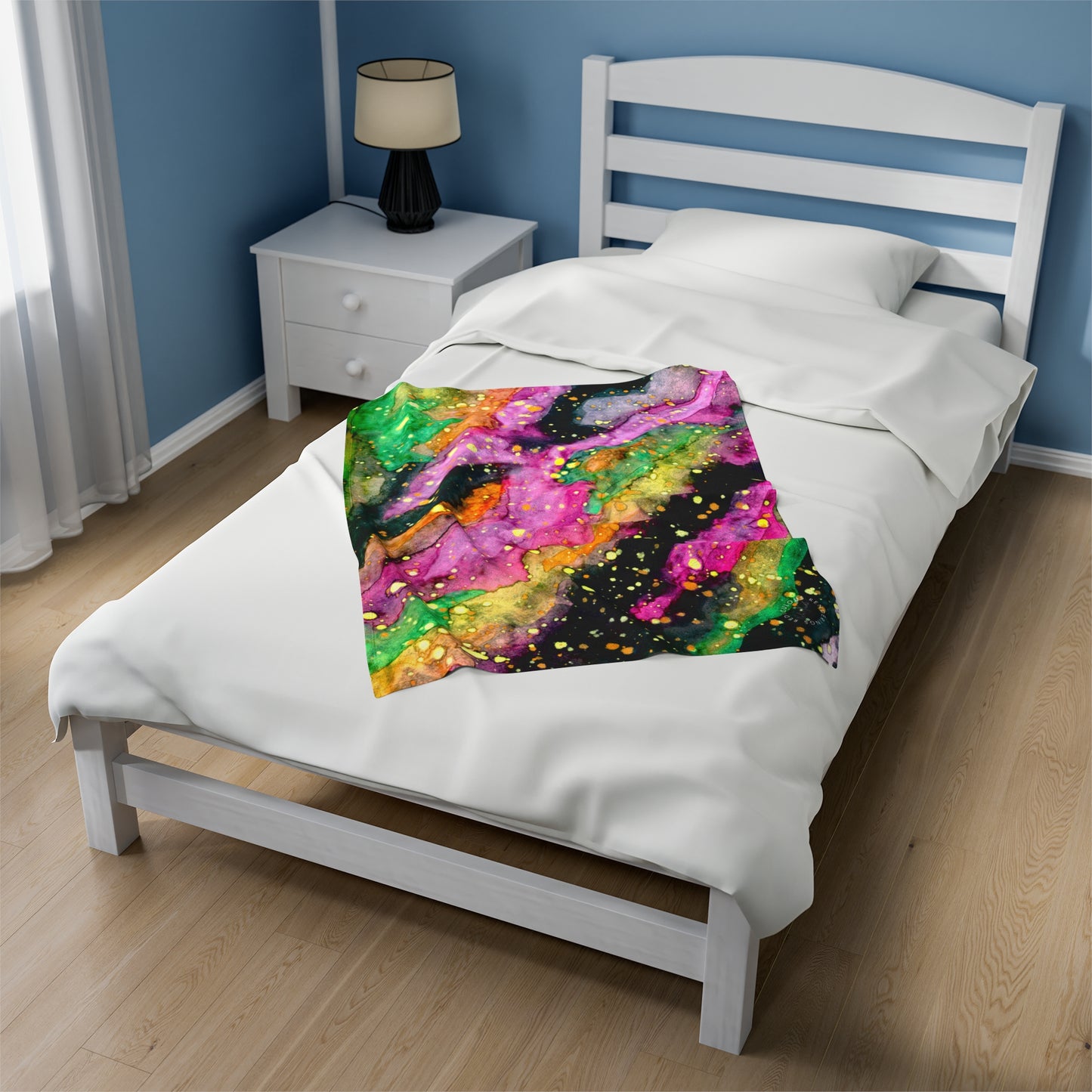 Neon Galaxy Velveteen Plush Blanket