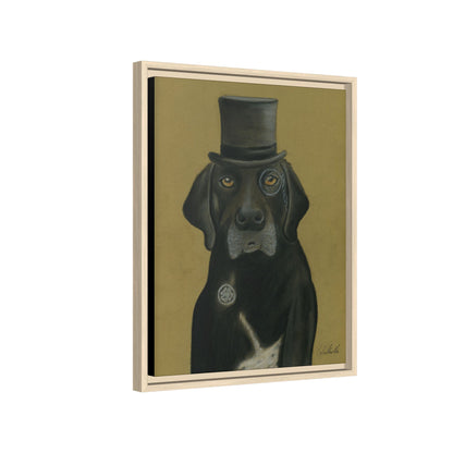 Black Lab Dog in Top Hat Framed Wall Art