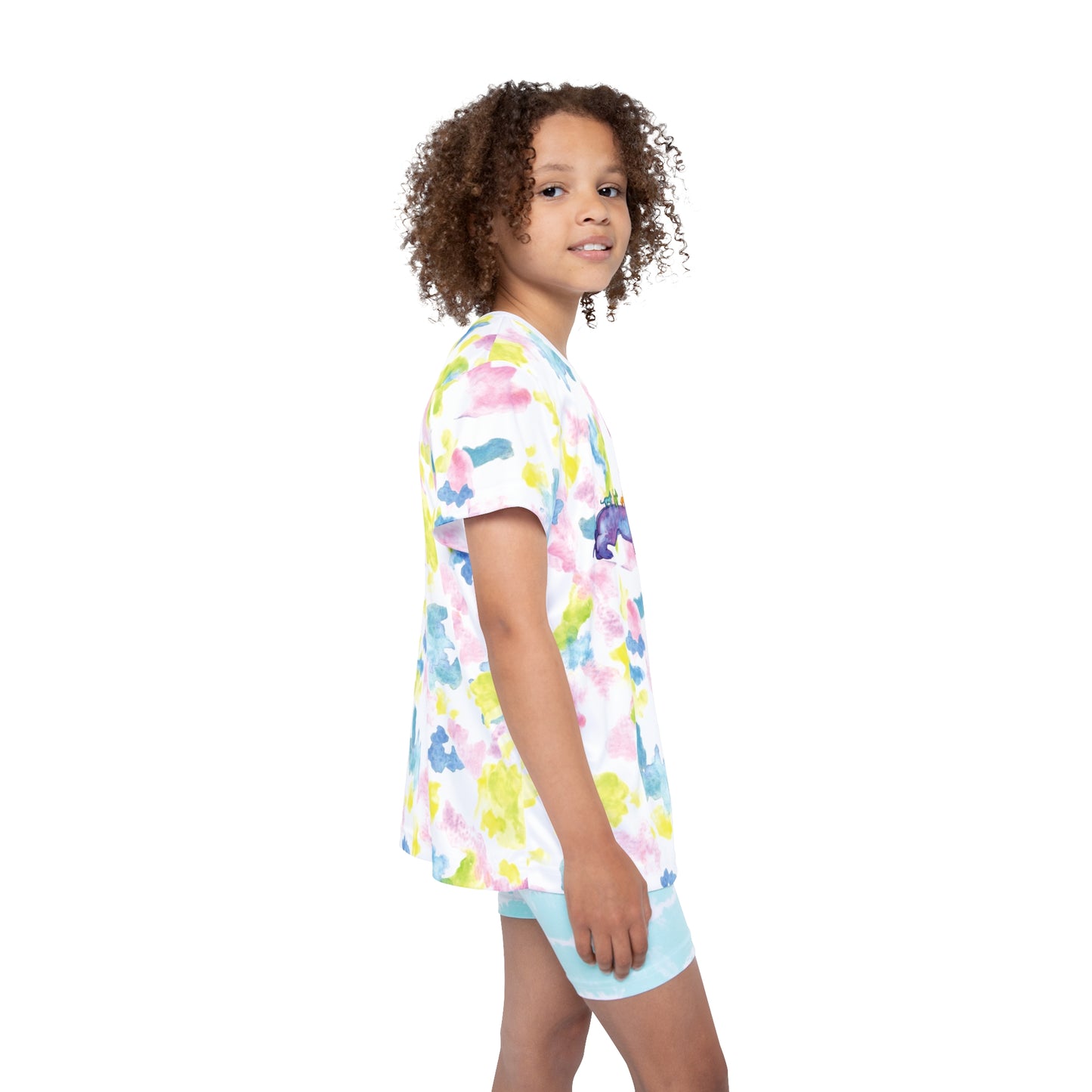 Kids Jersey — Watercolor Tie-Dye Dachshund Crew with 'Good Vibes'