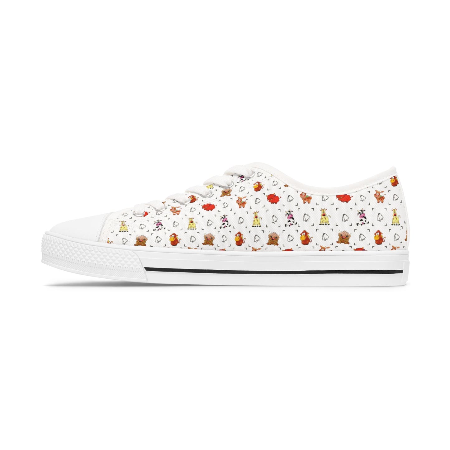 Cute Cow Bell Printed Women's Classic Low Top Sneaker Shoes