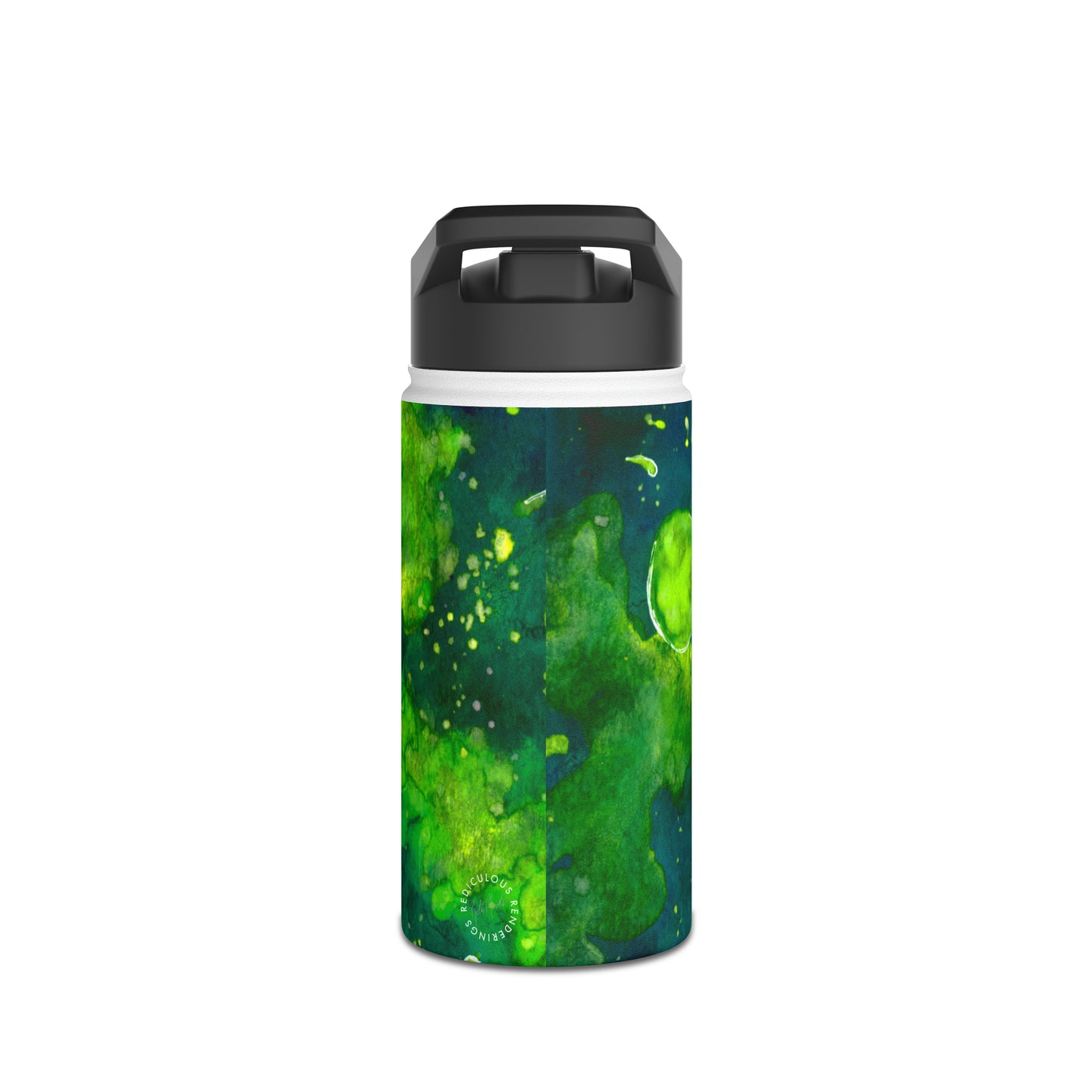 Green Galaxy Stainless Steel Water Bottle, Standard Lid