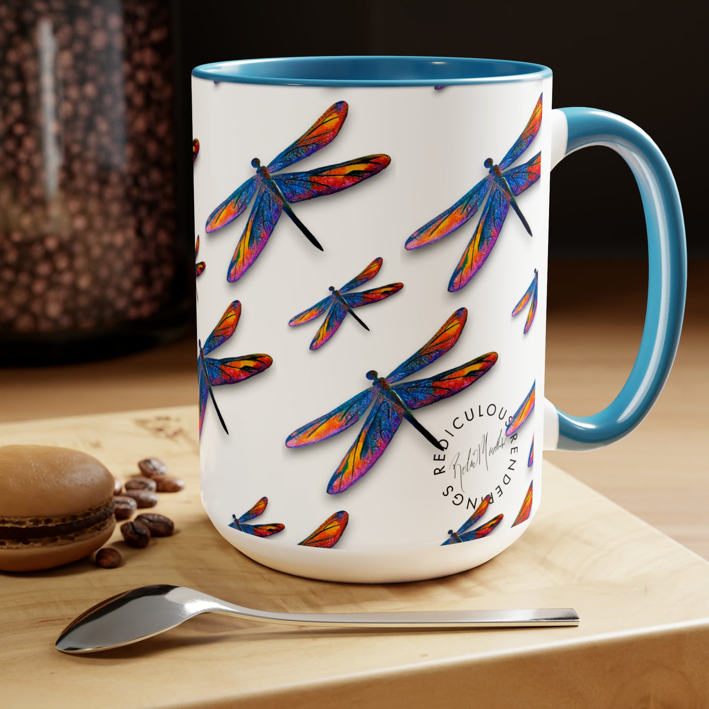 Dragonfly Two-Tone Coffee Mugs, 15oz