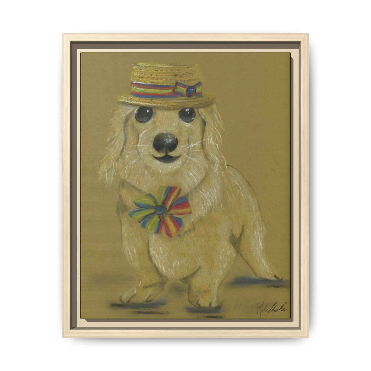 Weiner Dog in Hat Framed Wall Art