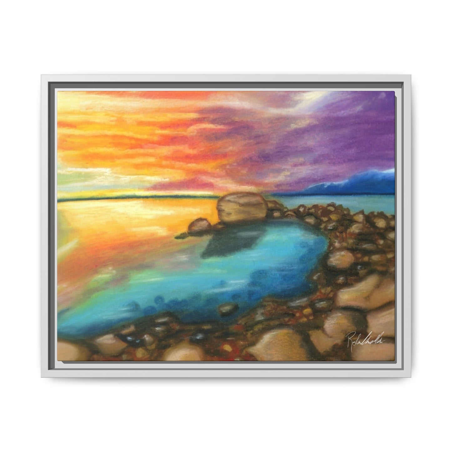 Sunset Ocean Beach Framed Wall Art