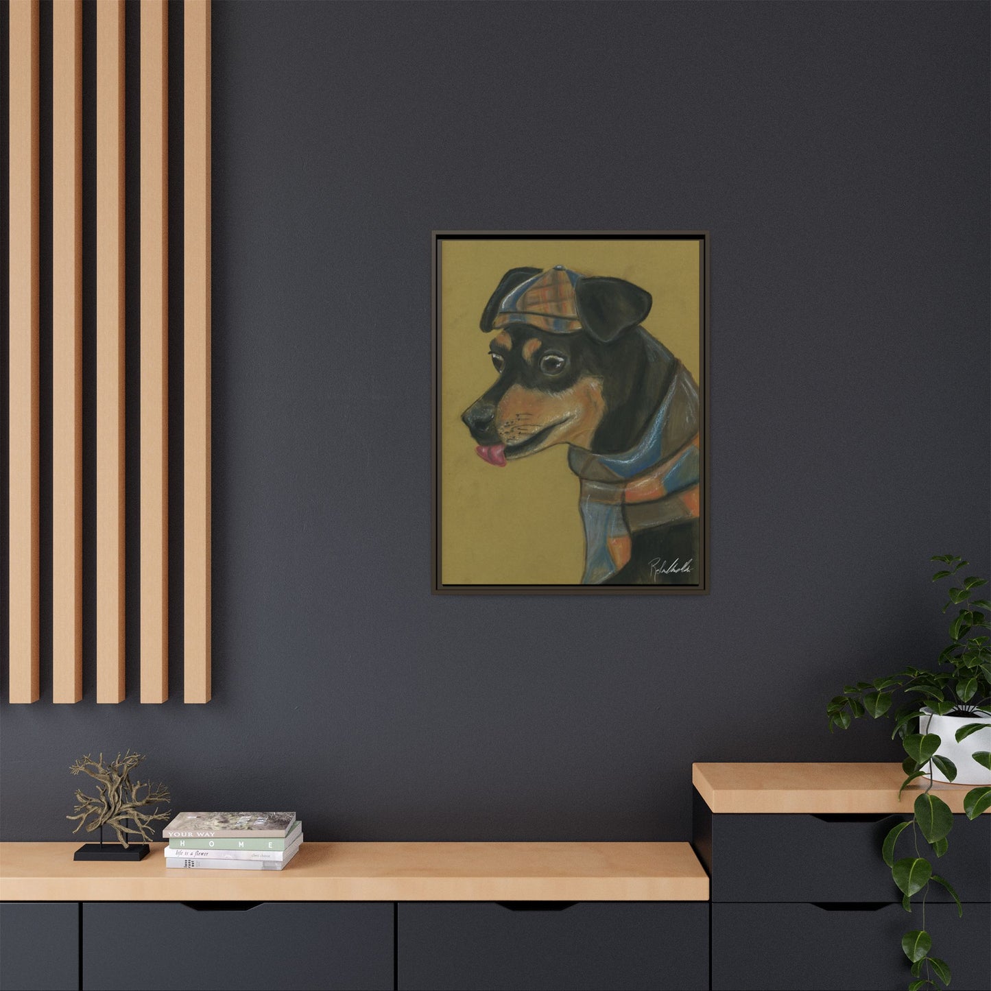 Small Chihuahua Dog in Hat Framed Wall Art