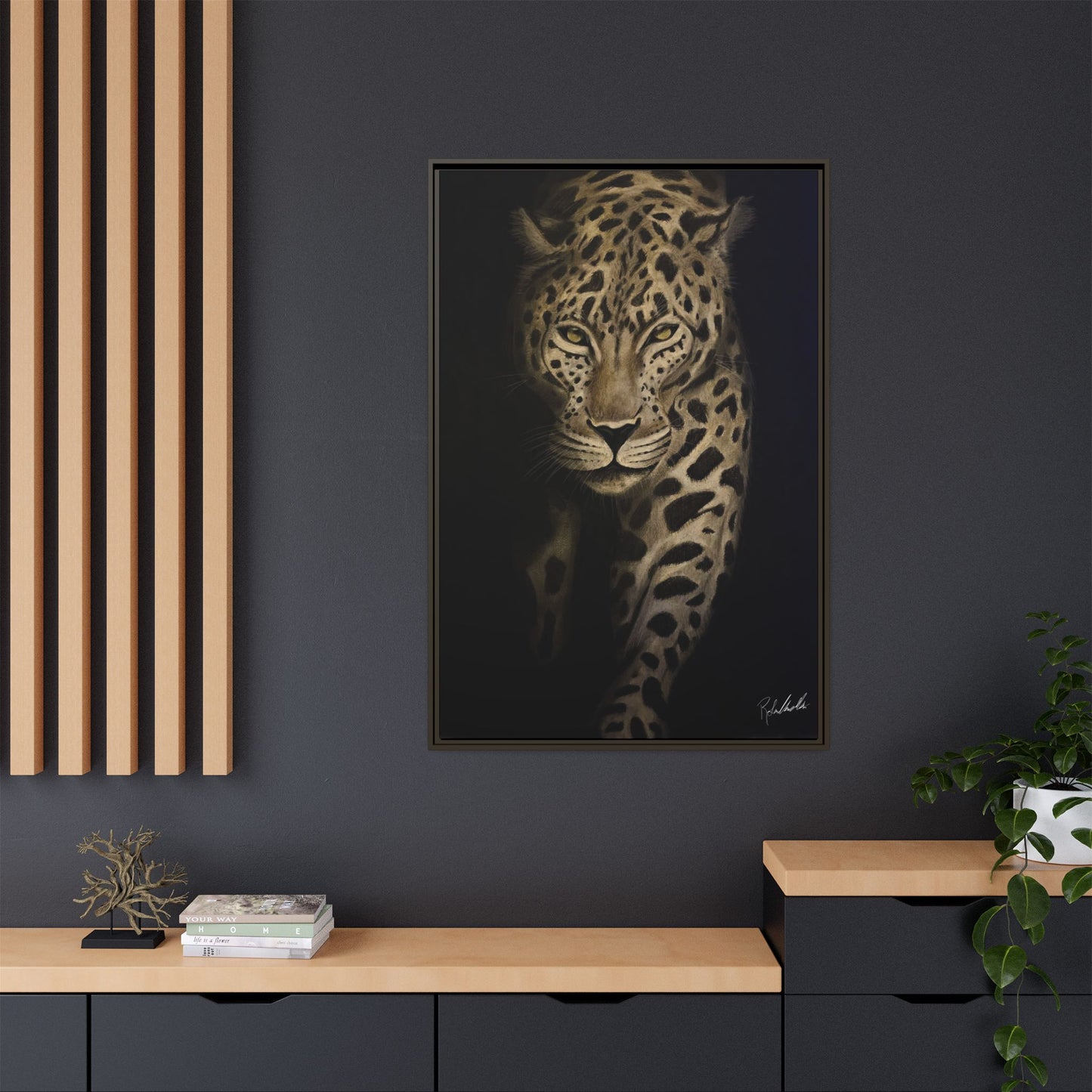 Leopard at Night Framed Wall Art