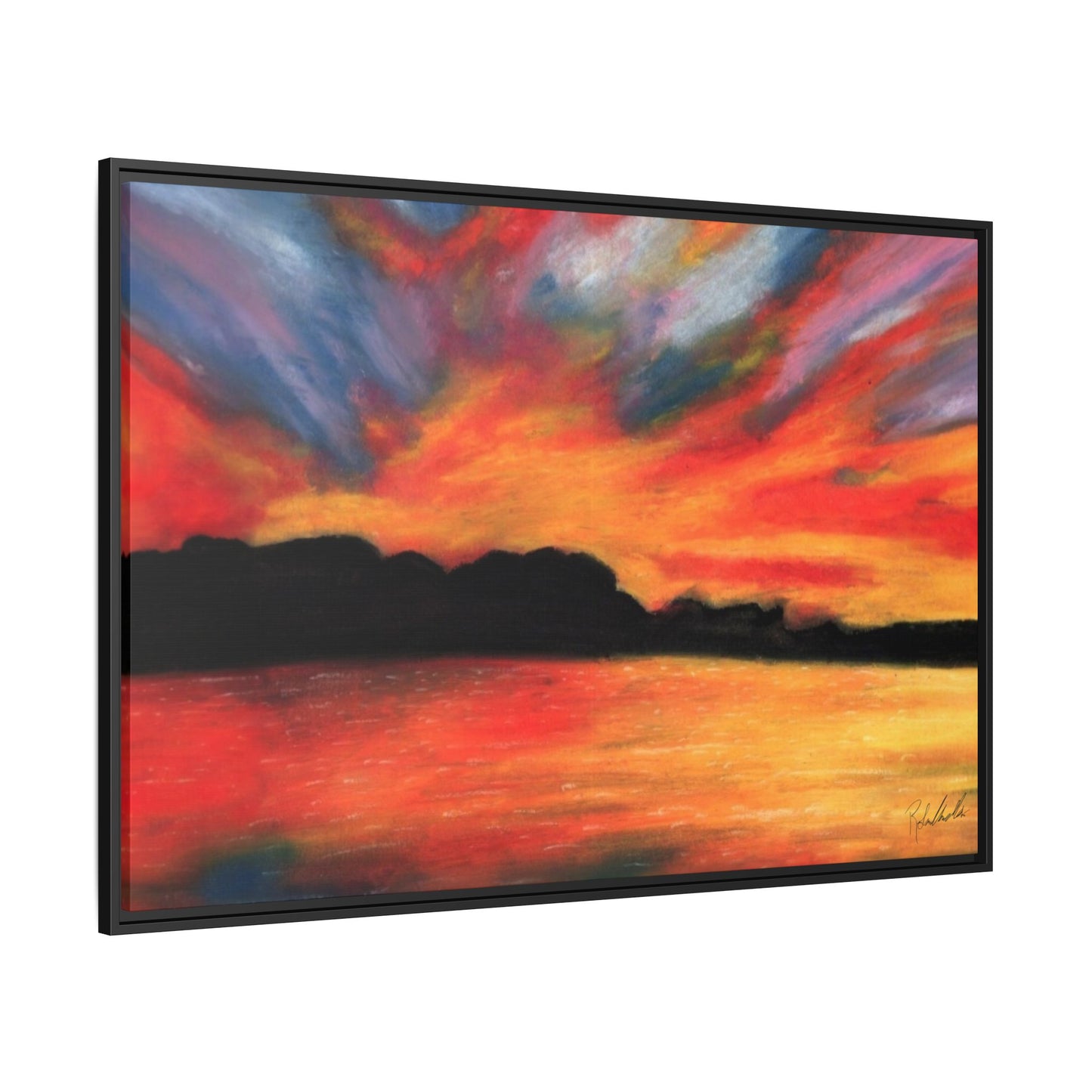 Sunset Over The Lake Framed Wall Art