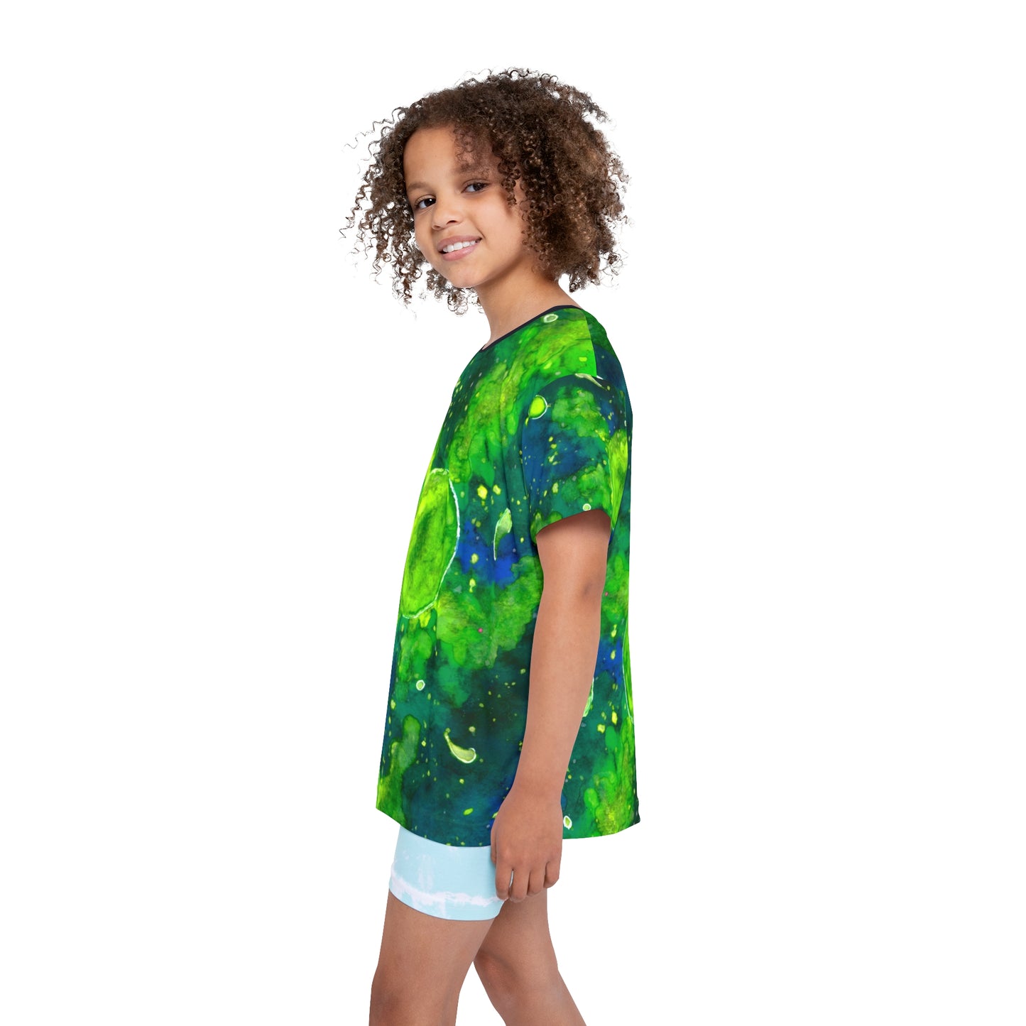 Green Galaxy Kids Sports Jersey (AOP)