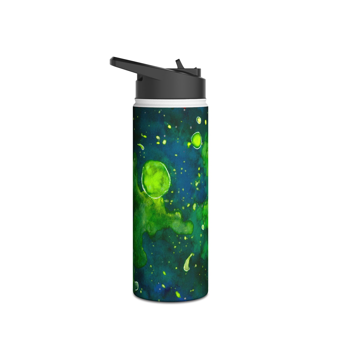 Green Galaxy Stainless Steel Water Bottle, Standard Lid