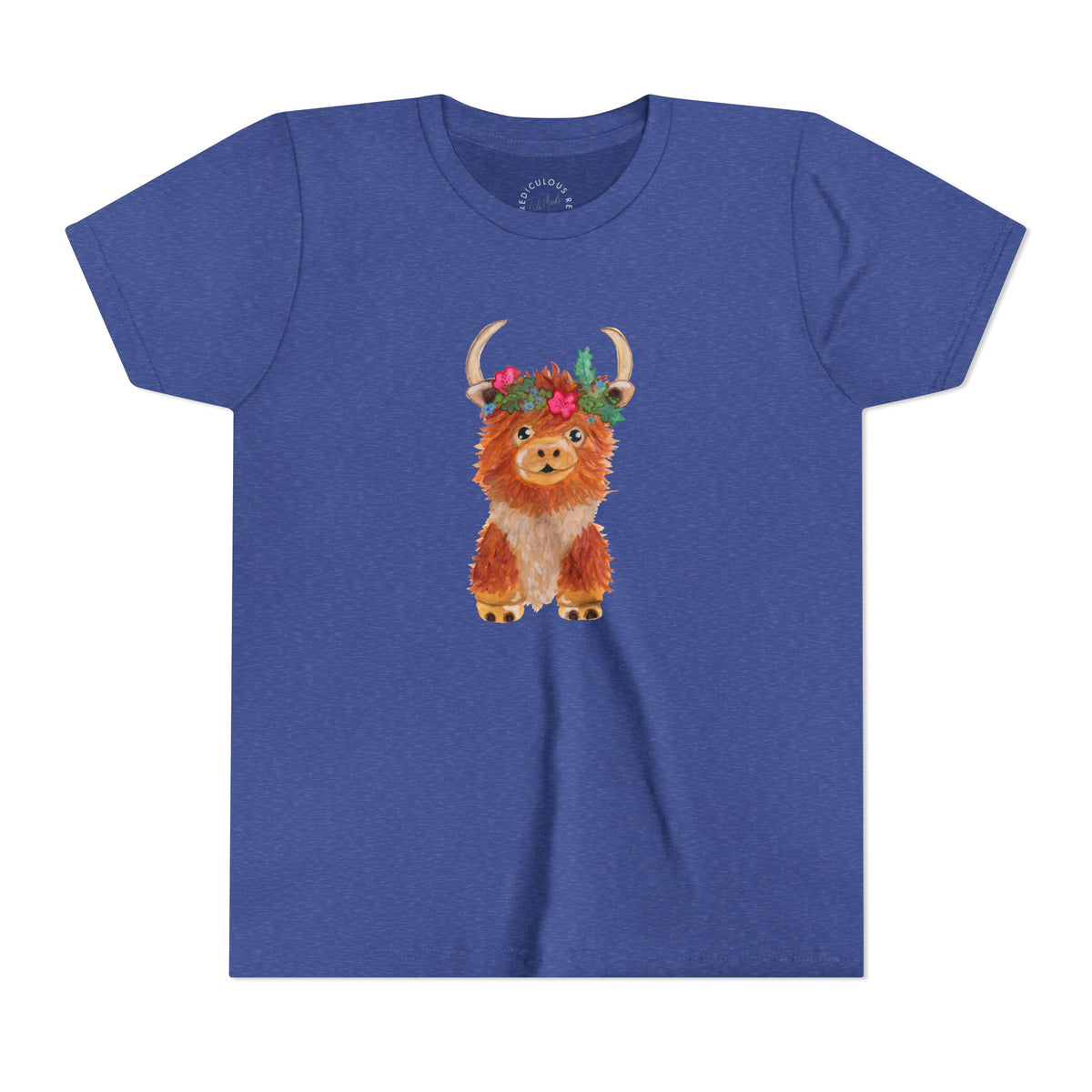Kids Highland Cow Floral Crown Tee