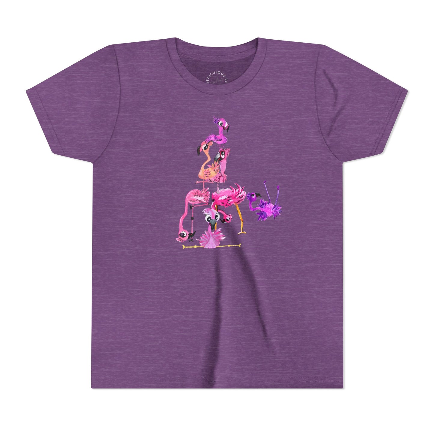 Youth Tee — Watercolor Pink Flamingo Stack Kids T-Shirt