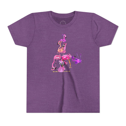 Youth Tee — Watercolor Pink Flamingo Stack Kids T-Shirt