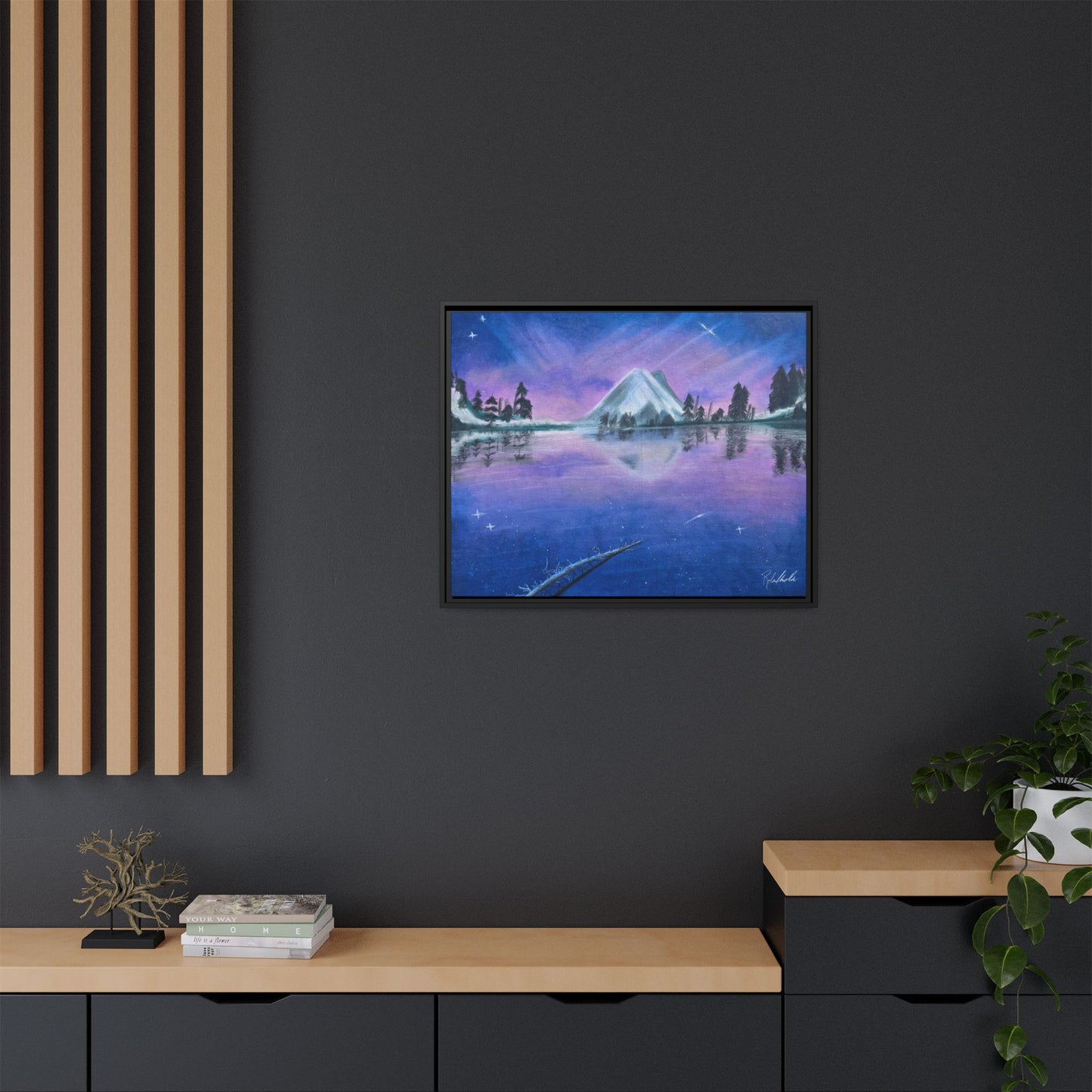 Purple Sky Over Lone Mountain Framed Wall Art