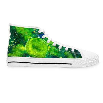High Top Sneakers — Green Watercolor Cosmic Swirl Print