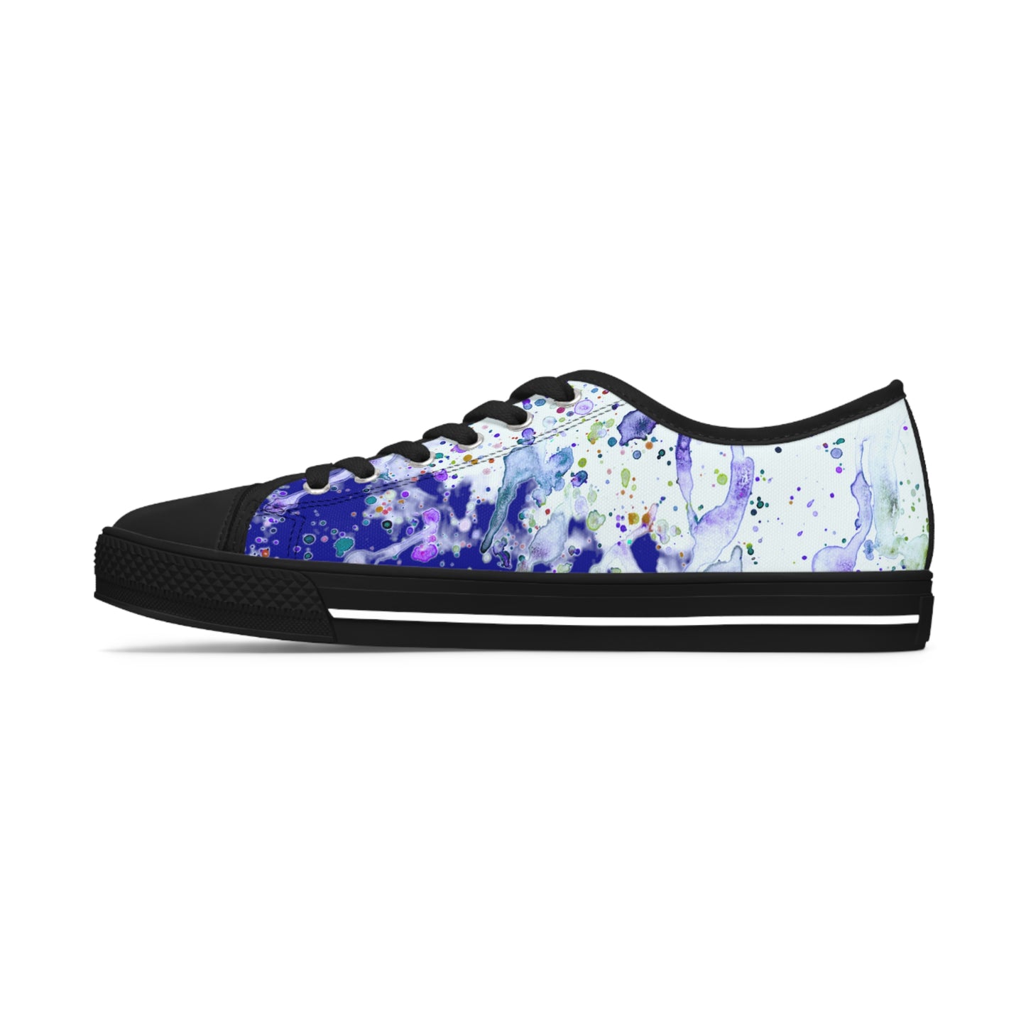 Dark Blue Color Splash Unisex Classic Low Top Sneakers Closed Toe Casual Walking Fashion Shoes